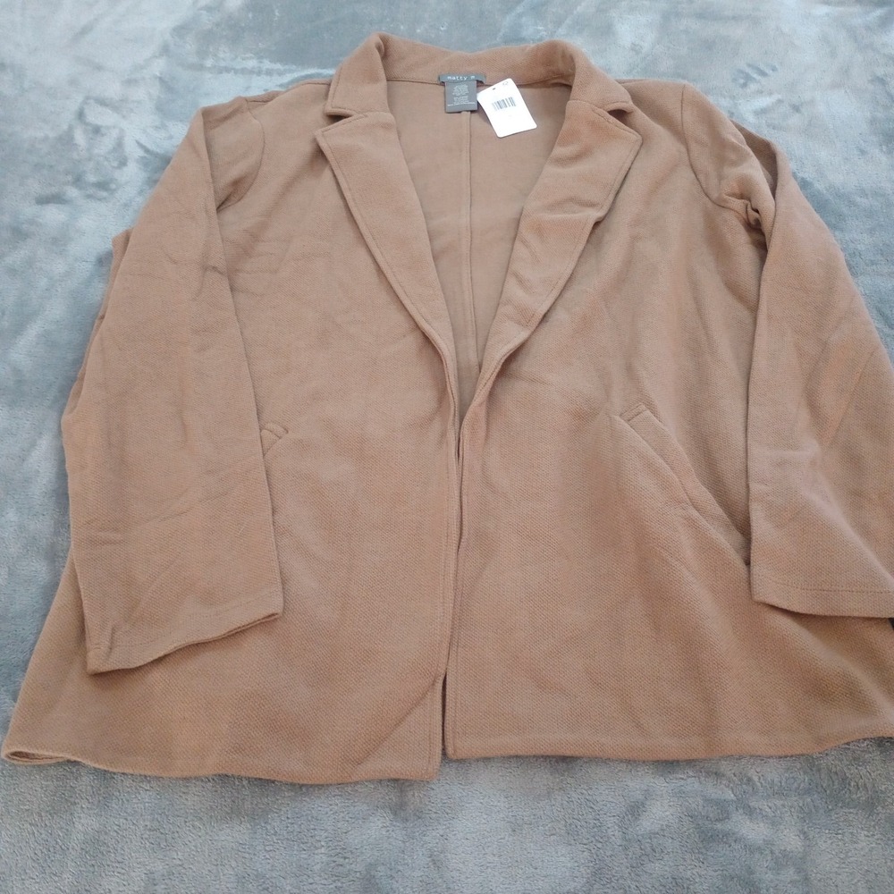 Matty M Knit Boyfriend Blazer Camel Tan Size XXL 2XL Comfort Stretch Capsule